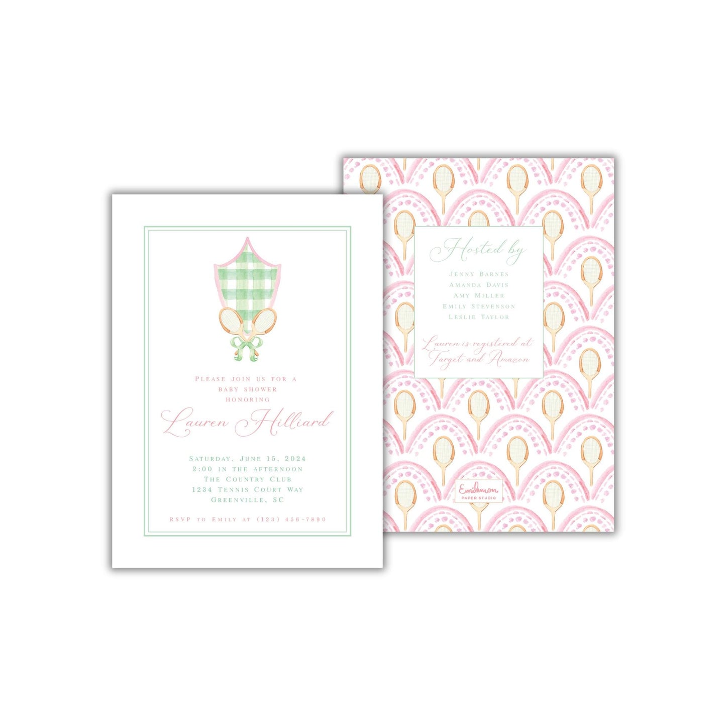 Tennis Baby Shower Invitation - Pink