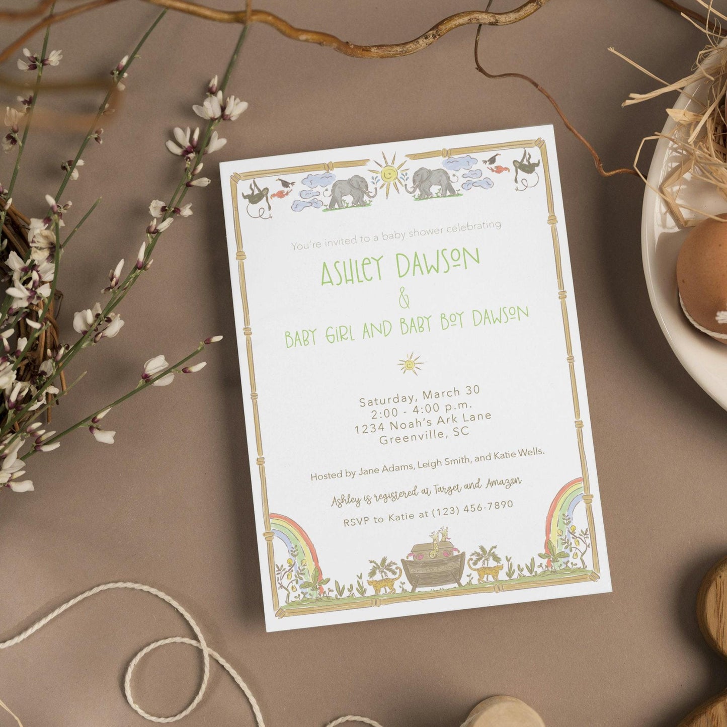 Noah's Ark Baby Shower Invitation