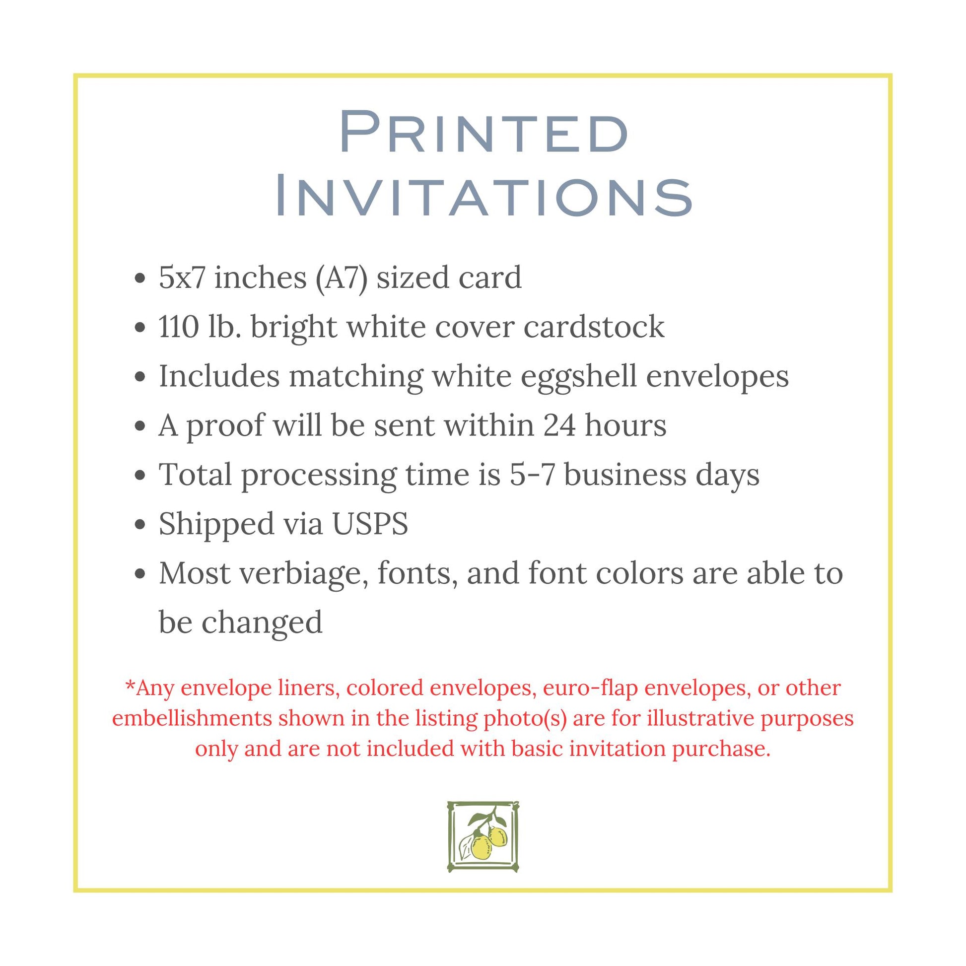 a white card with a yellow border and a red border