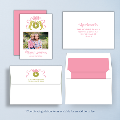 Cheetah Christmas Card - Pink/Chartreuse