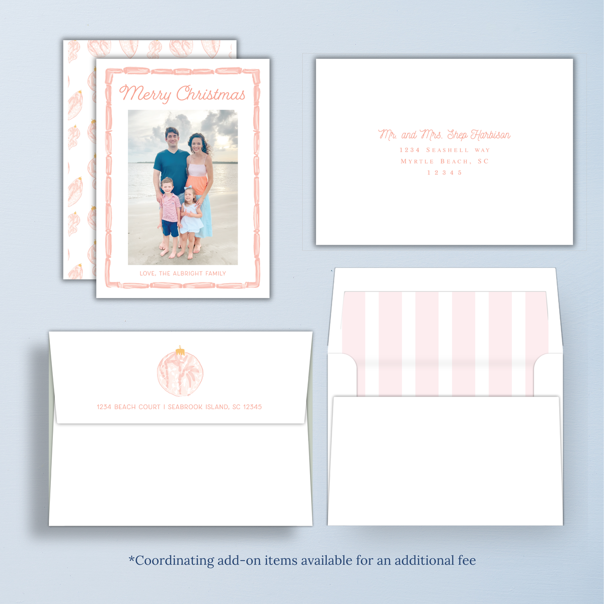 Pink Seashell Christmas Card