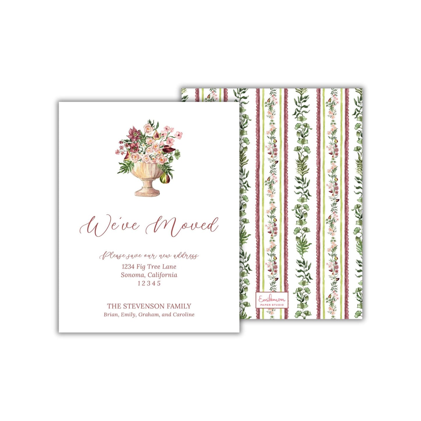 The image is a wedding invitation card featuring a floral design and text.