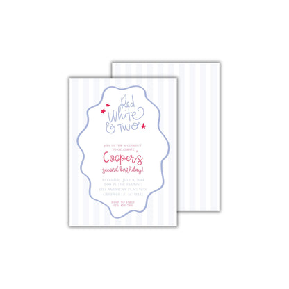 Red White and Two Invitation