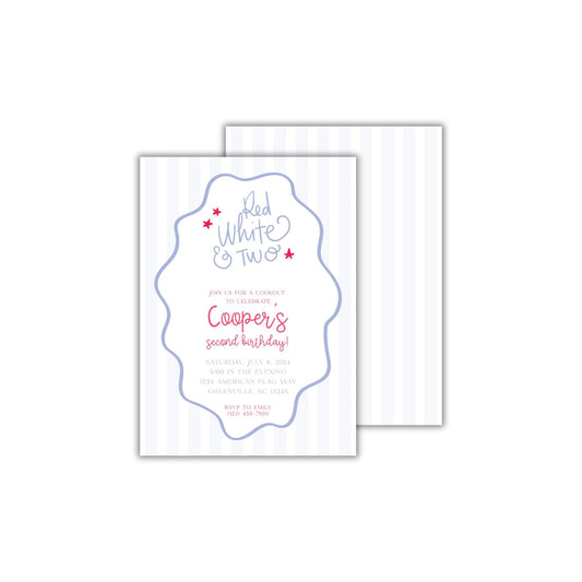 Red White and Two Invitation