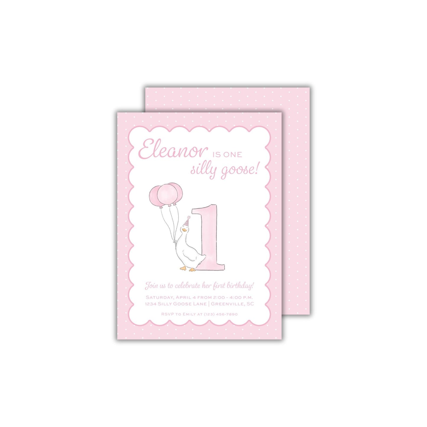Silly Goose Invitation - Pink