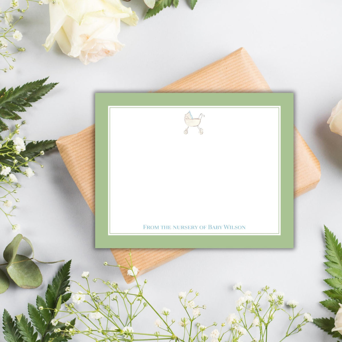Grandmillennial Baby Notecards - Blue