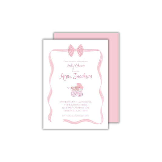 Baby Carriage Baby Shower Invitation - Pink