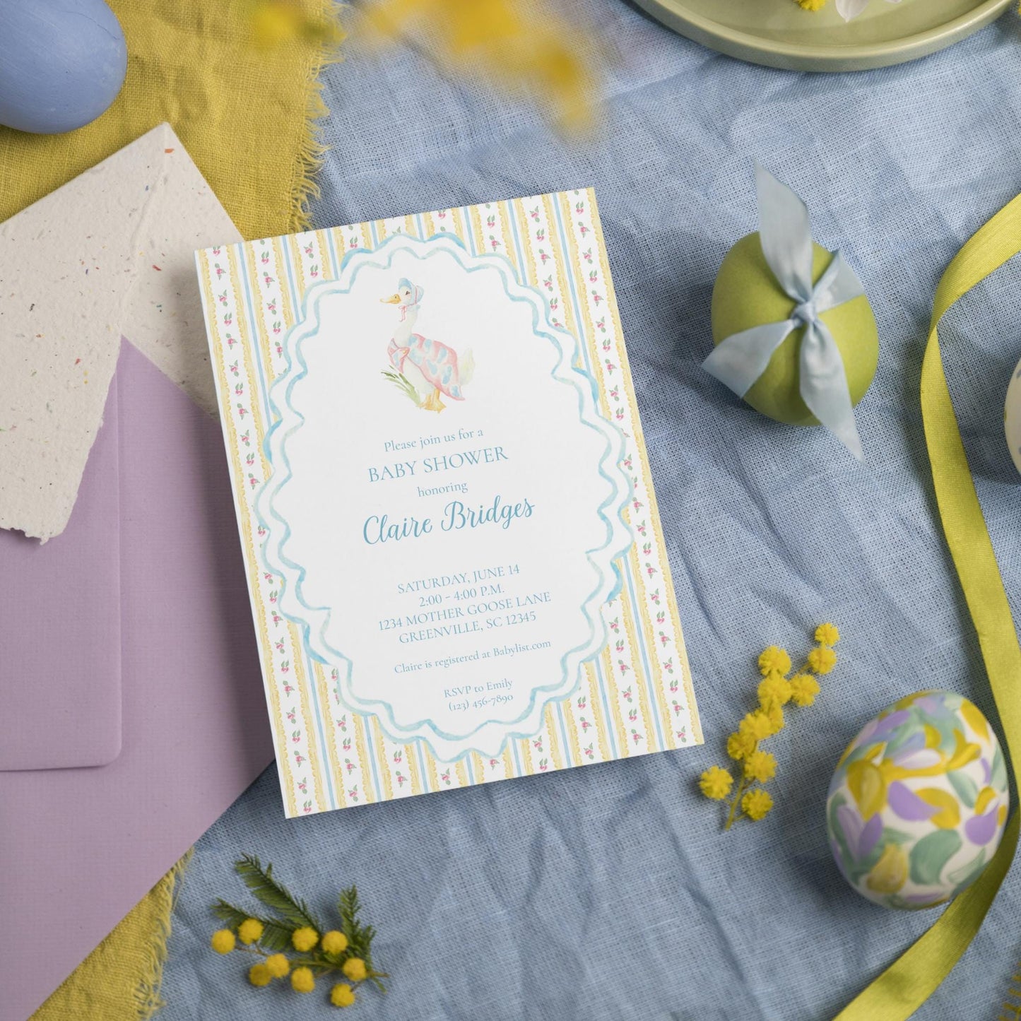 a baby shower is set up on a table