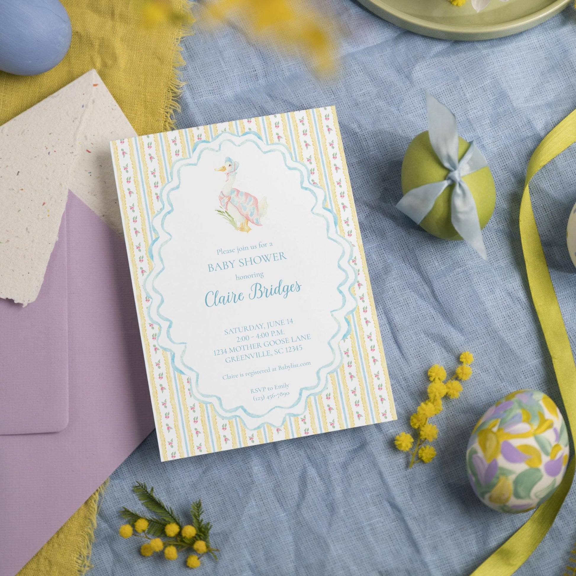 a baby shower is set up on a table
