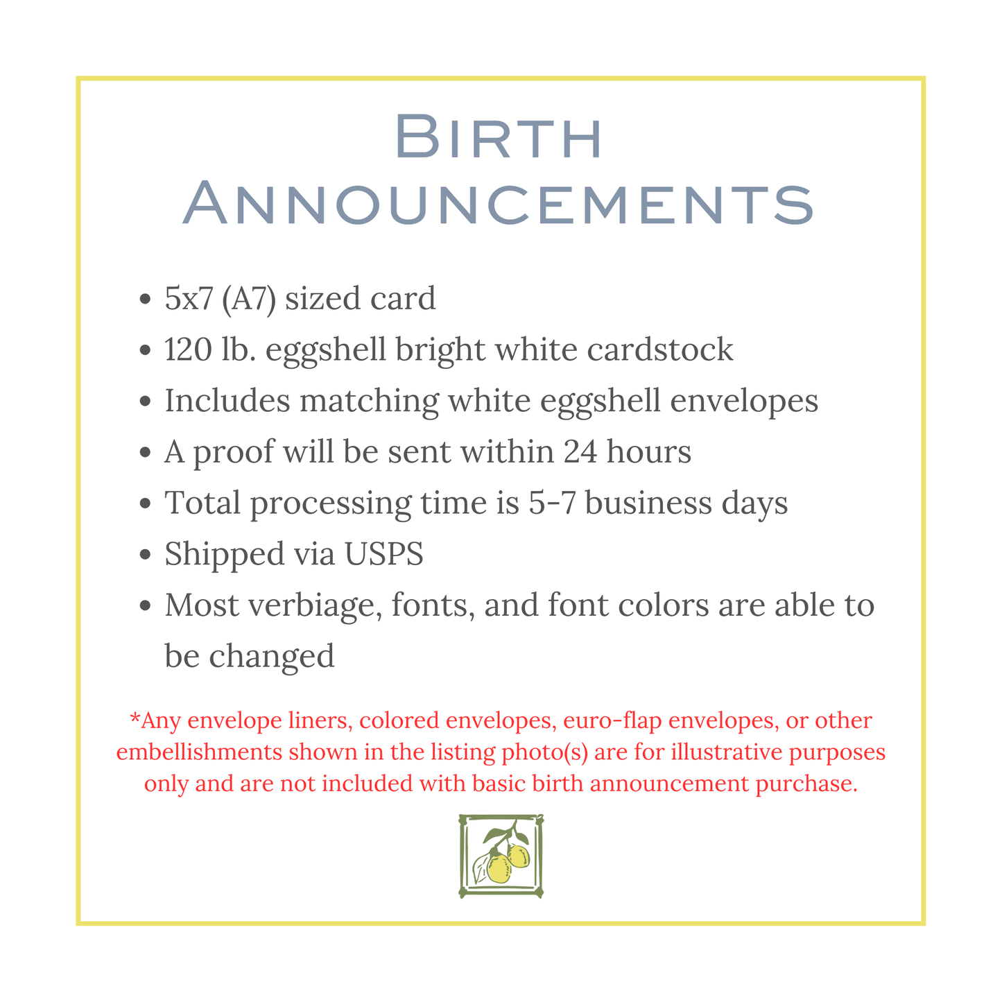 Bamboo Frame Birth Announcement - Pink