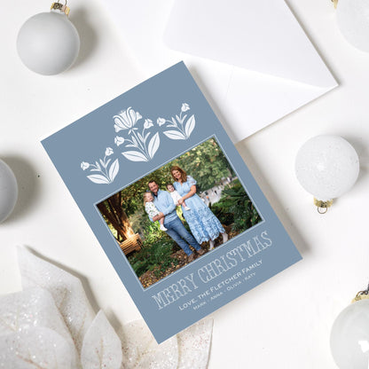 Block Print Christmas Card - Blue