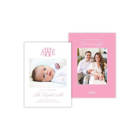 Avery Birth Announcement - Pink