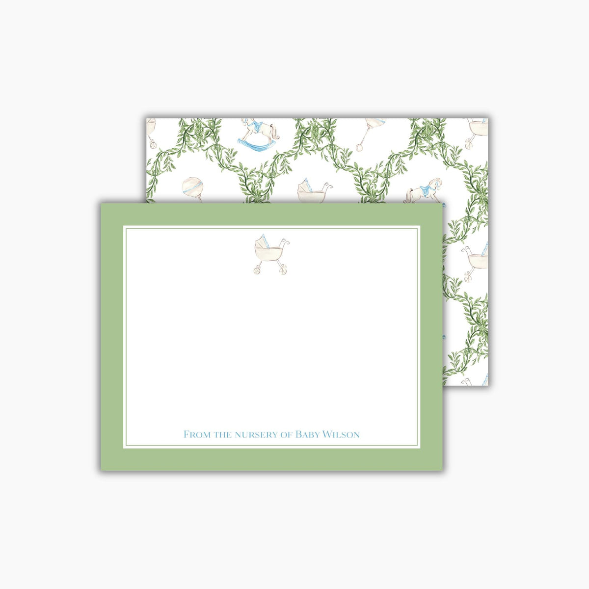 Grandmillennial Baby Notecards - Blue
