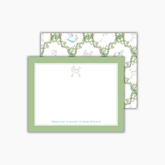 Grandmillennial Baby Notecards - Blue