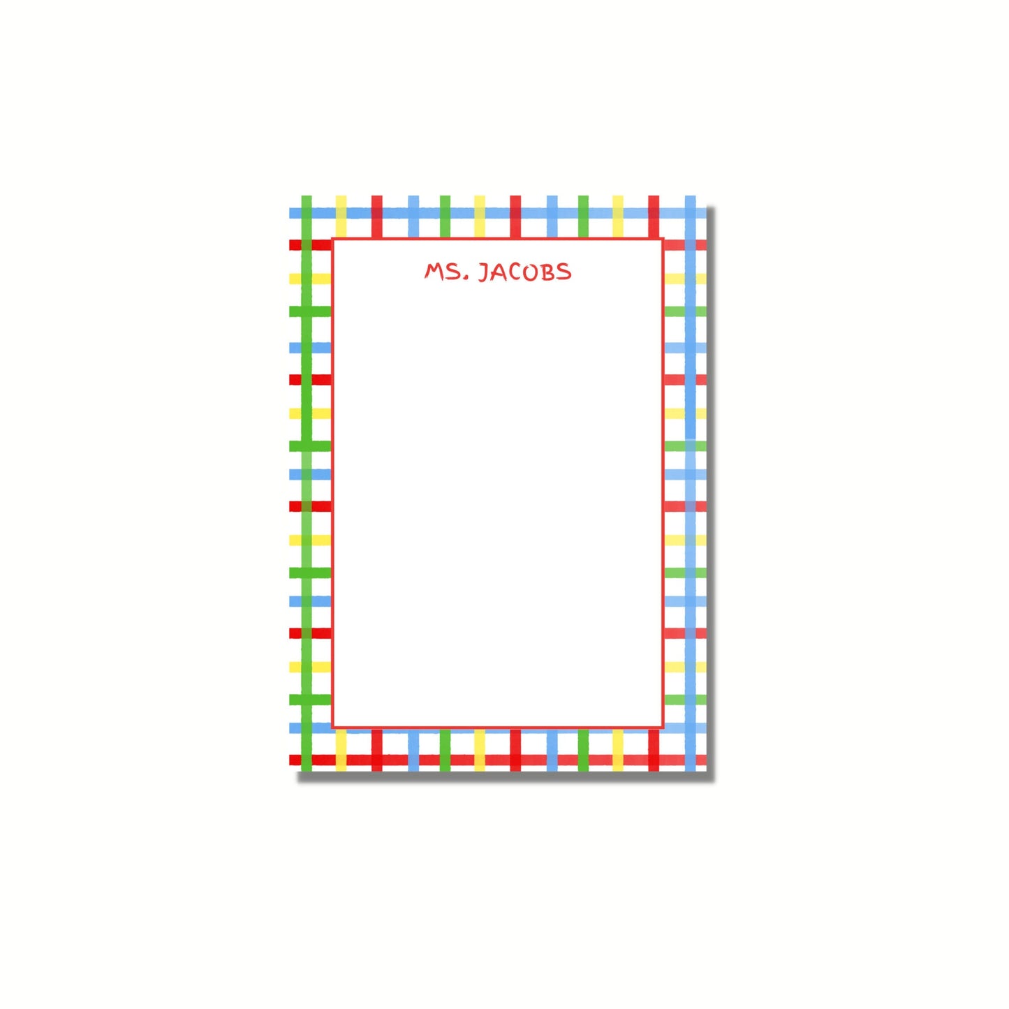 Primary Plaid Notepad