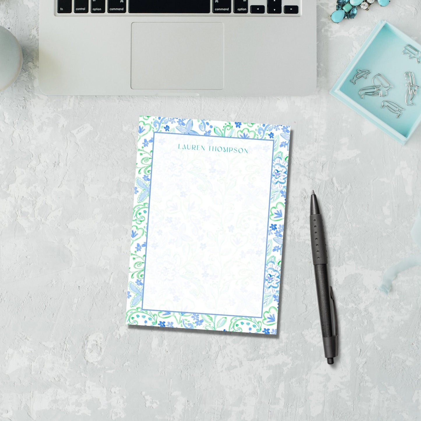 Aqua Paisley Notepad