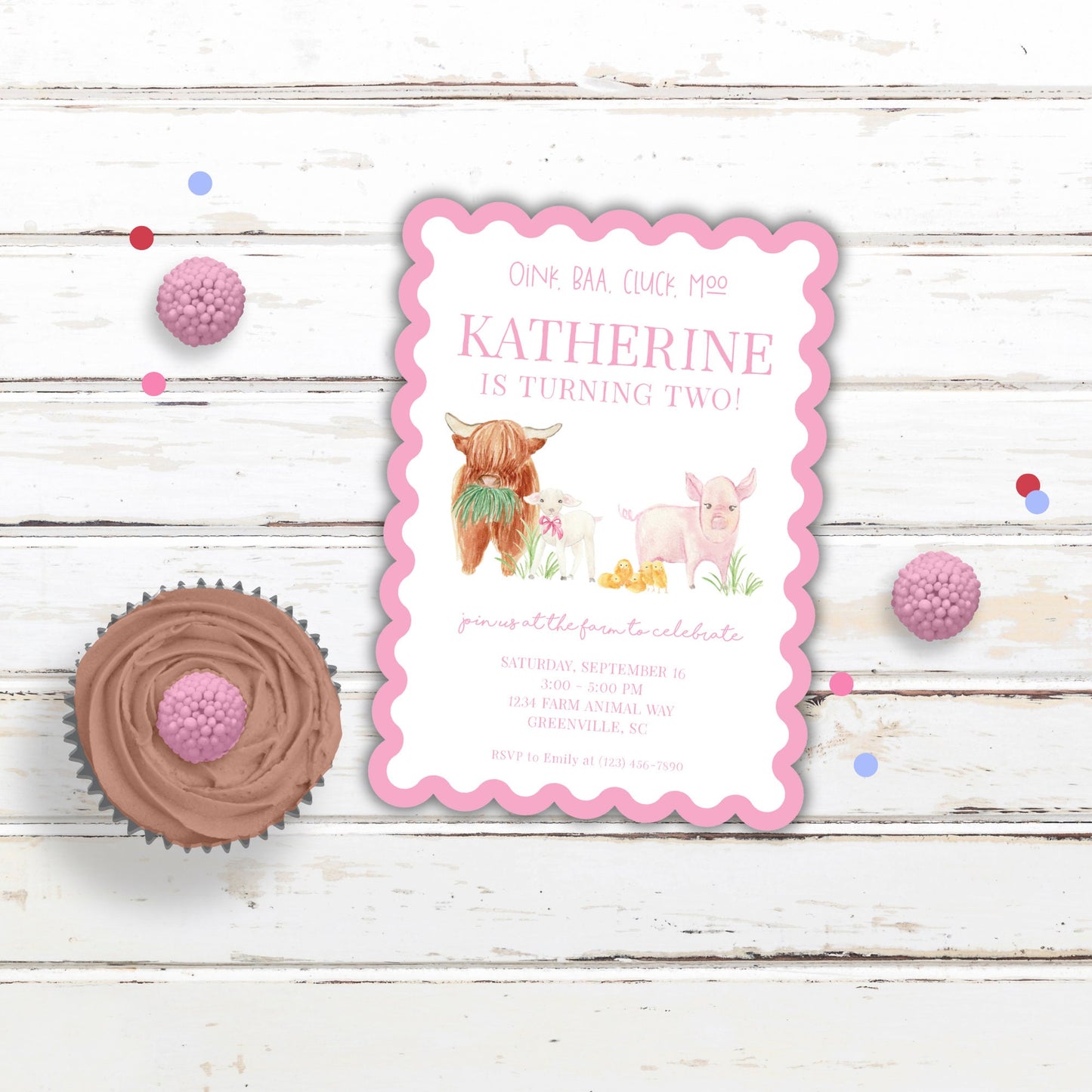 Barnyard Invitation - Pink