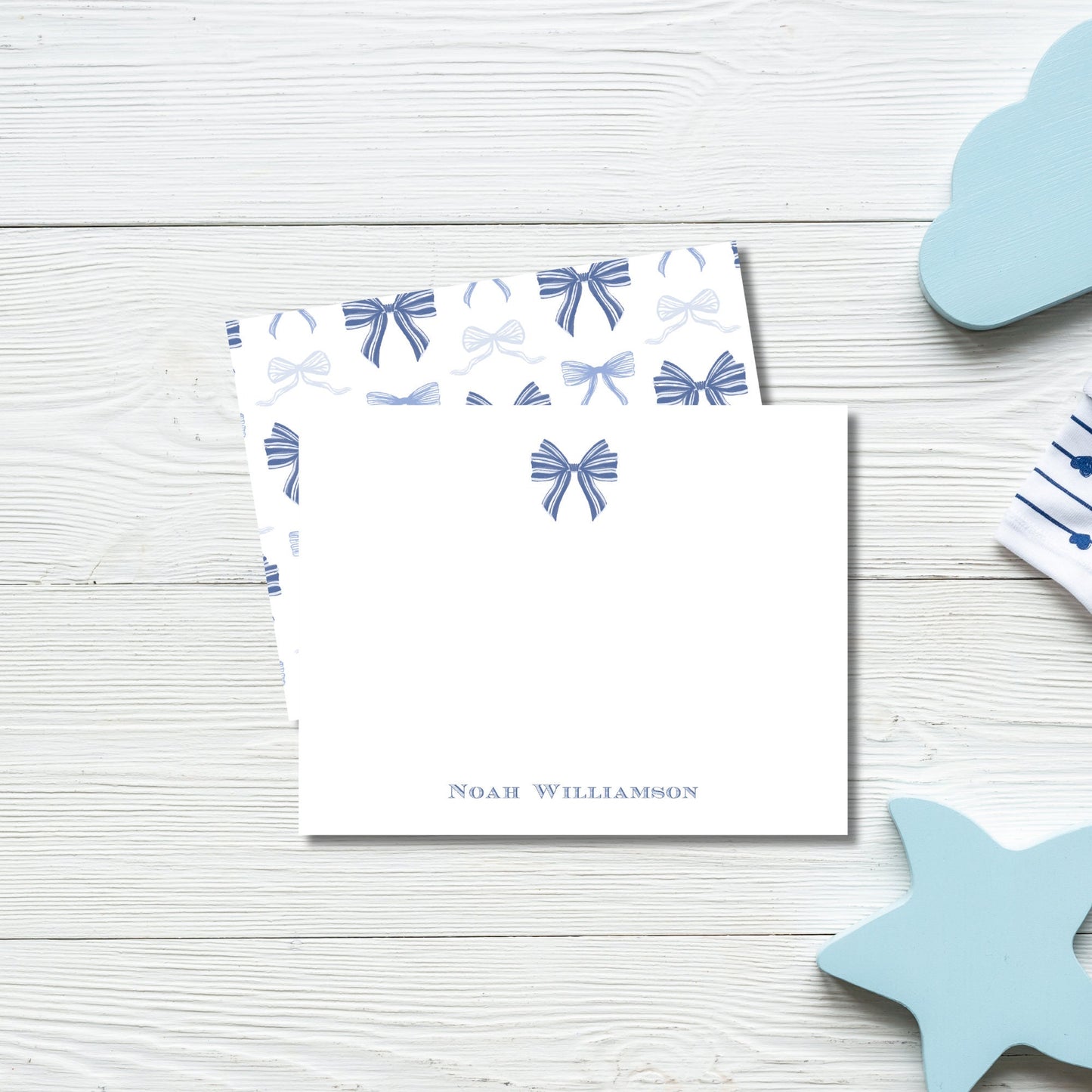Bow Notecards - Blue