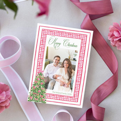 Magenta Gingham Christmas Card