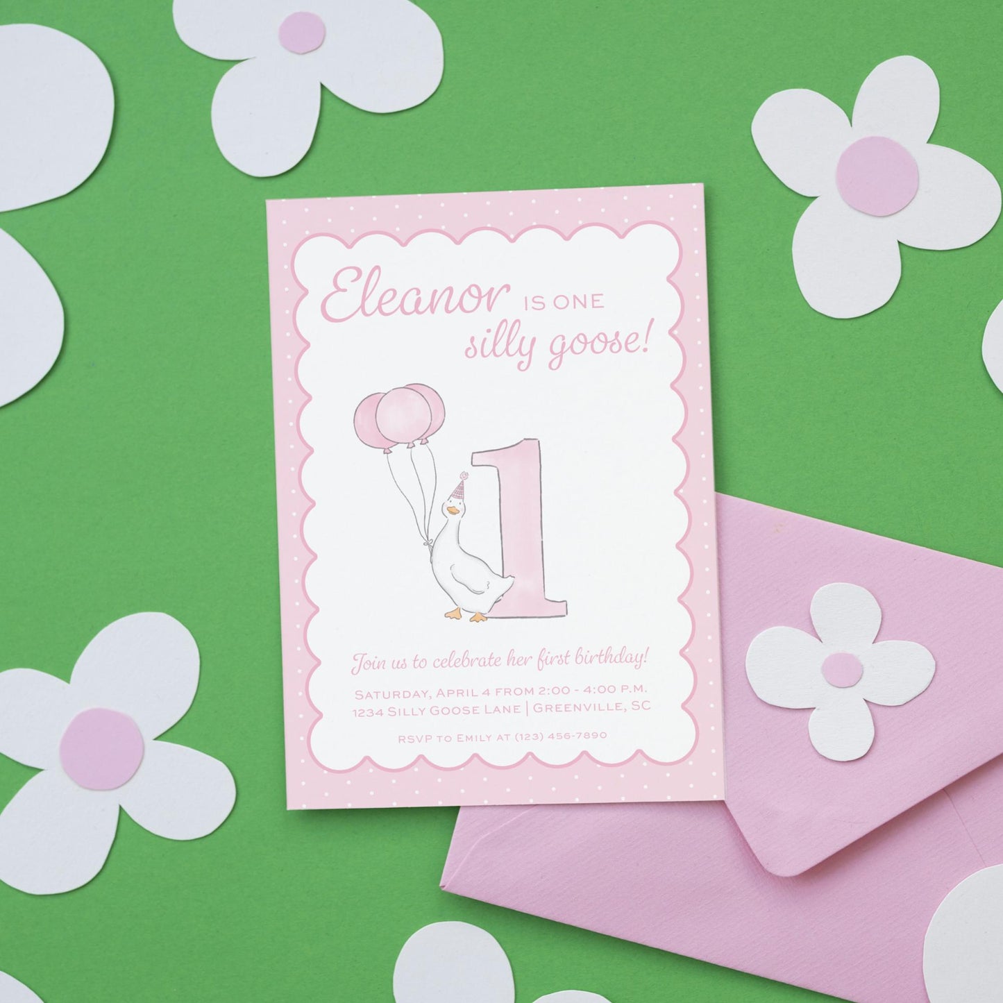 Silly Goose Invitation - Pink