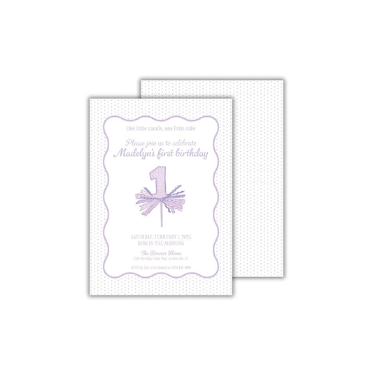 One Little Candle Invitation - Purple