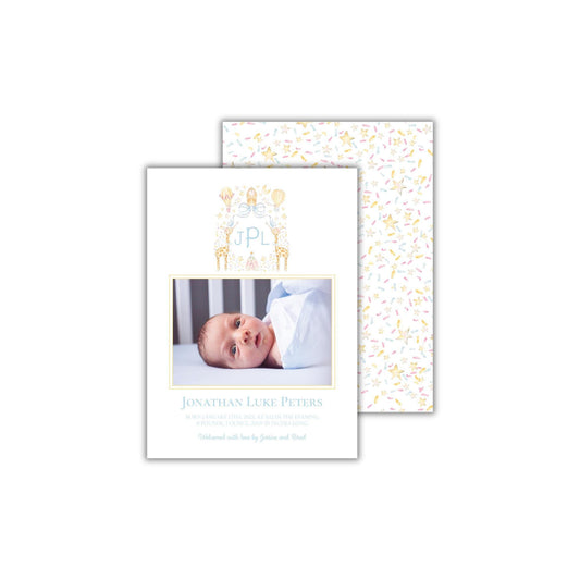 Star Confetti Birth Announcement - Blue