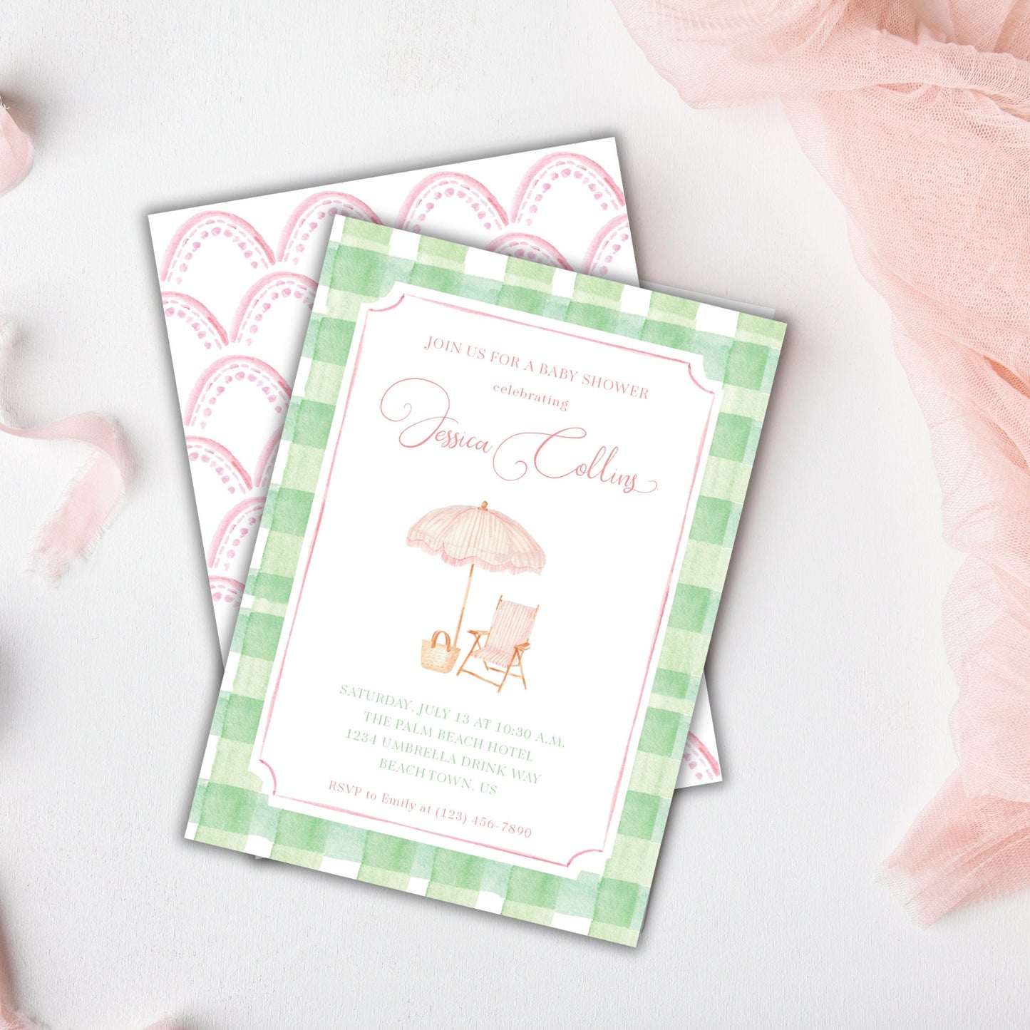 Preppy Beach Baby Shower Invitation