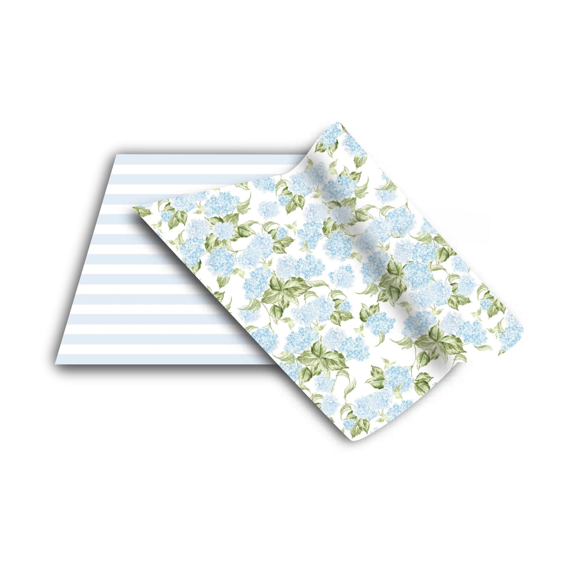 two pieces of paper with blue flowers on them