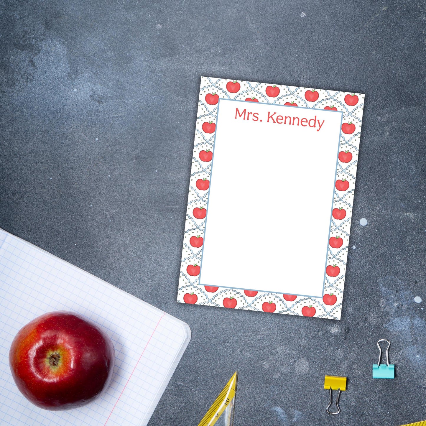 Scalloped Apple Teacher Notepad