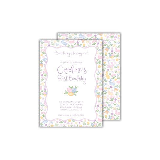Ditsy Floral Bunny Invitation