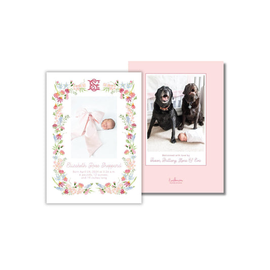 Mountain Floral Birth Announcement