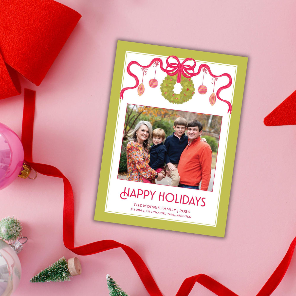 Retro Wreath Christmas Card