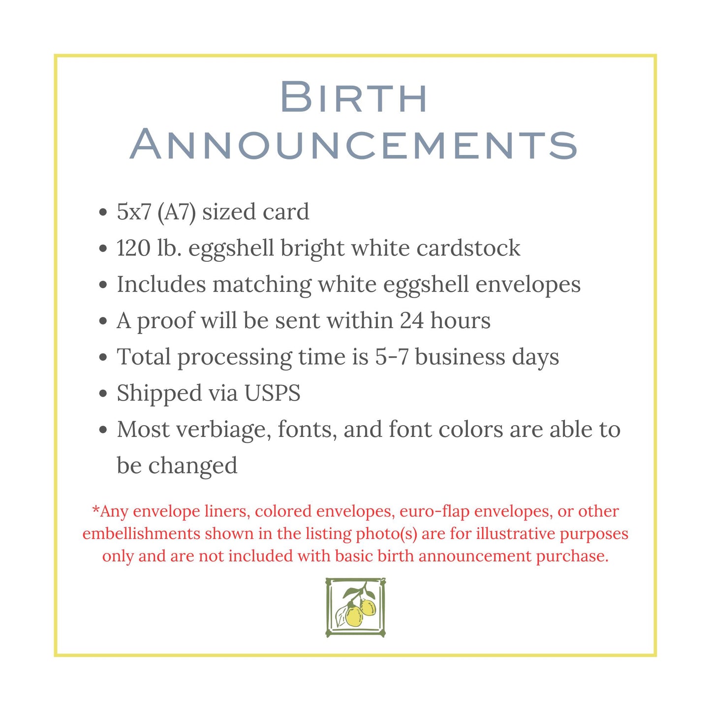 the birth announcement for birth announcements