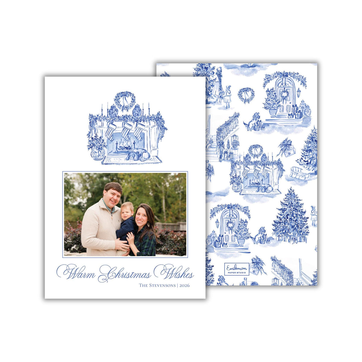 Winter Hearth Christmas Card - Blue