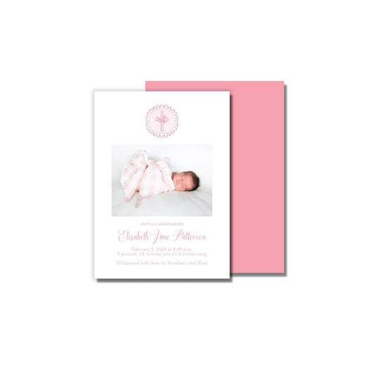 Cross Birth Announcement - Pink