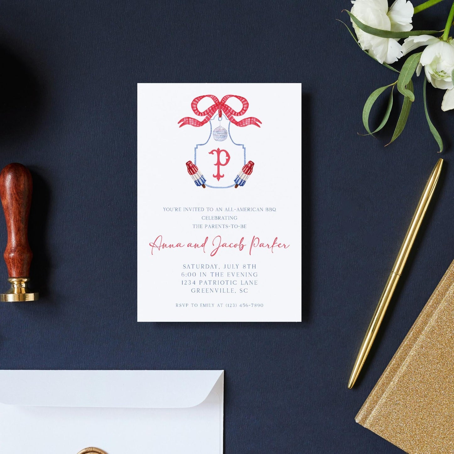 Retro Americana Baby Shower Invitation