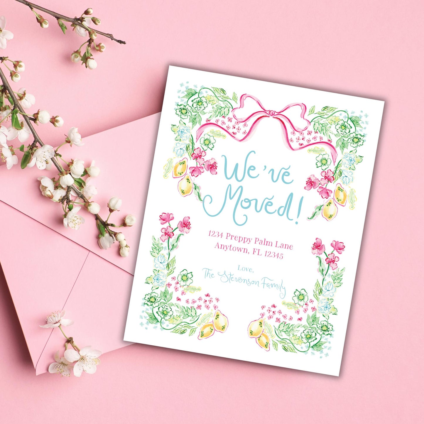Preppy Blooms Moving Announcements