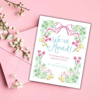 Preppy Blooms Moving Announcements