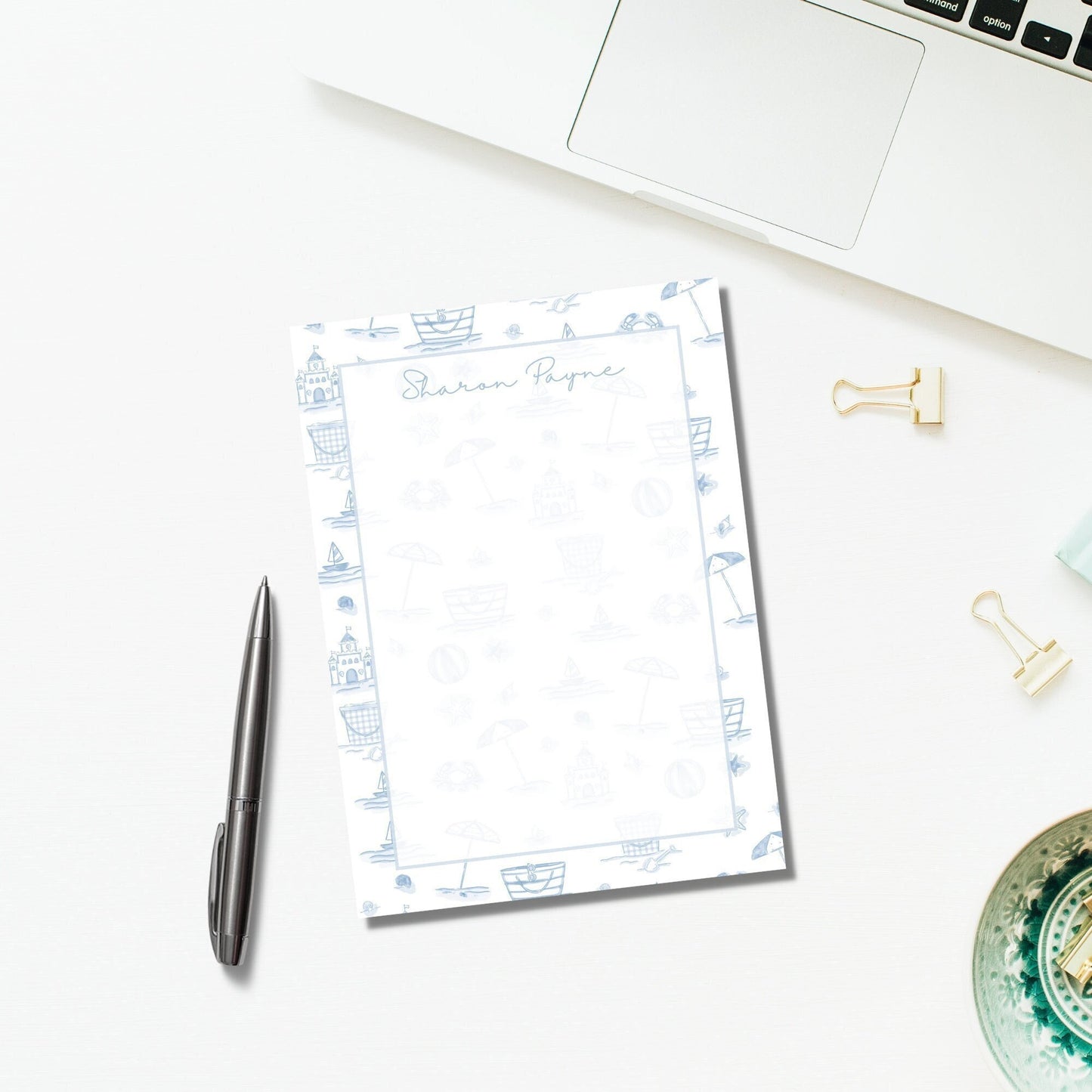 Beach Toile Notepad