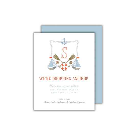 a card with a sailboat and anchor on it