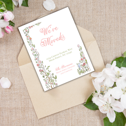 Chintz Floral Moving Announcements