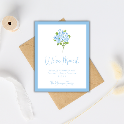 Playful Hydrangeas Moving Announcements