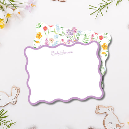 Wavy Lavender Floral Notecards