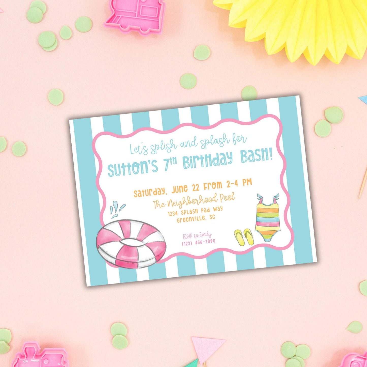 Pool Party Invitation - Pink