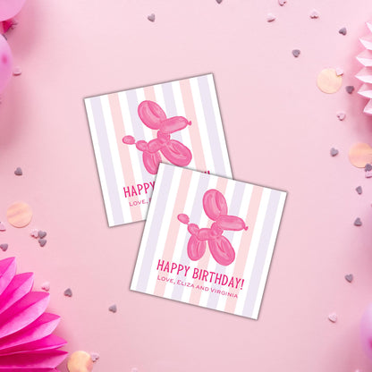 Balloon Animal Enclosure Card - Pink/Purple