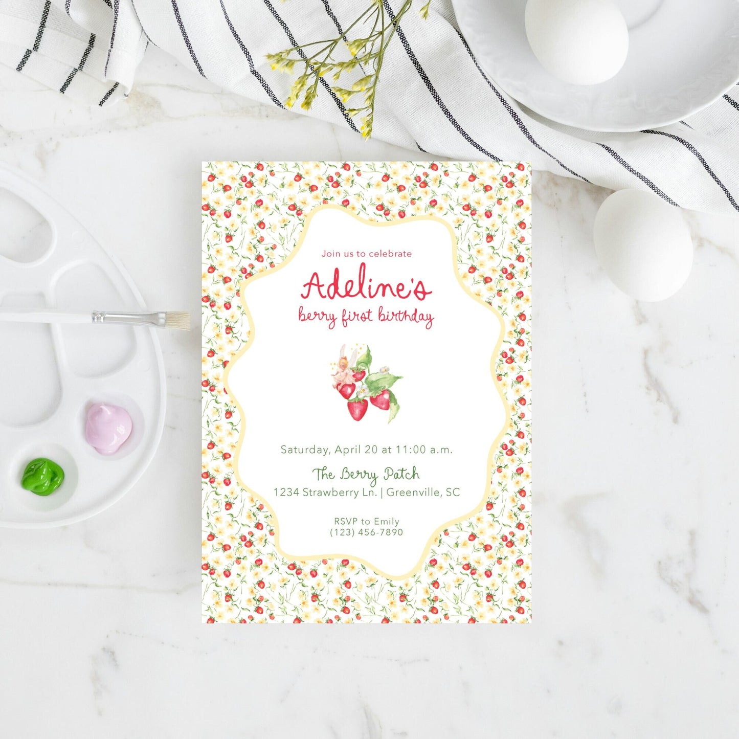 Berry First Birthday Invitation