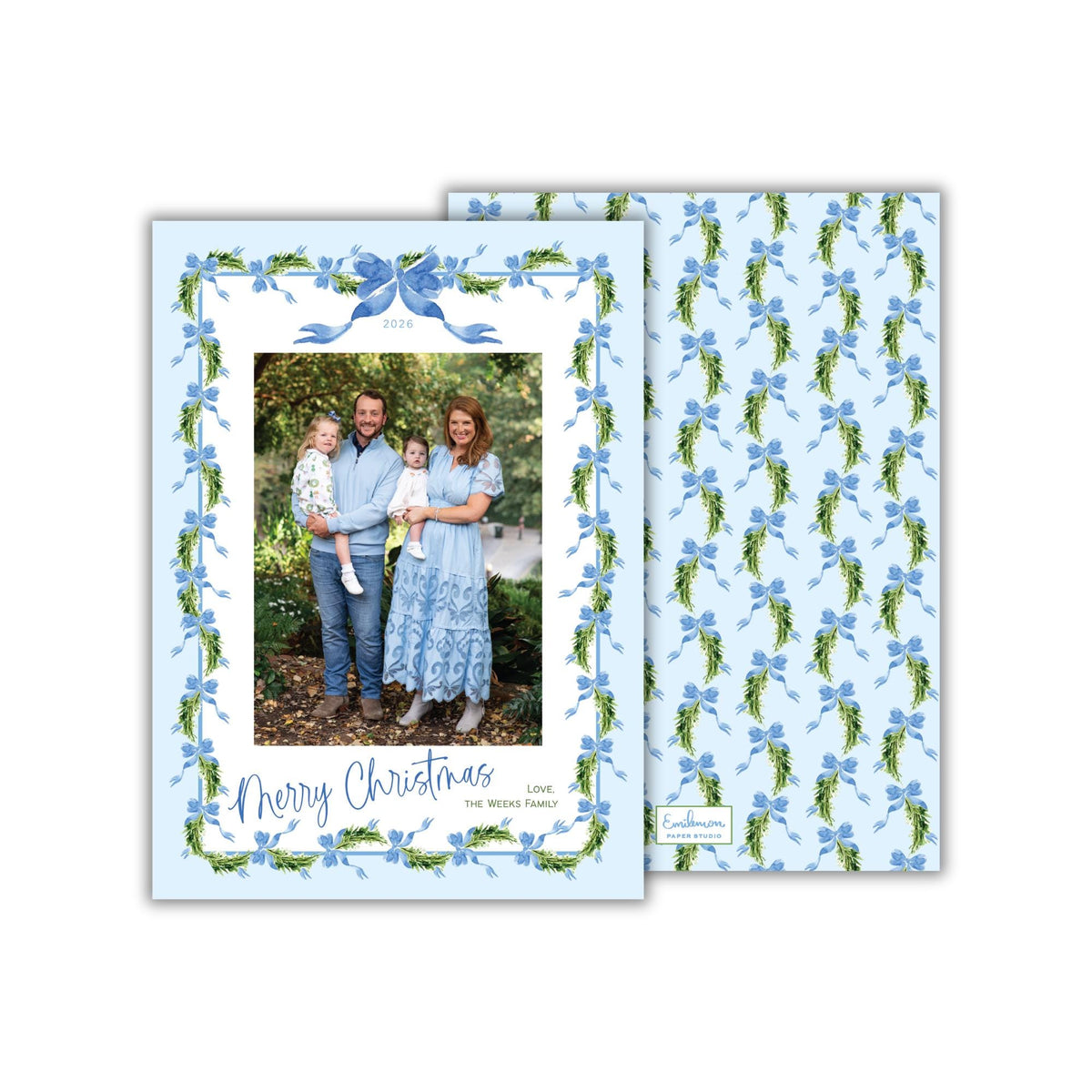 Blue Ribbon Christmas Card