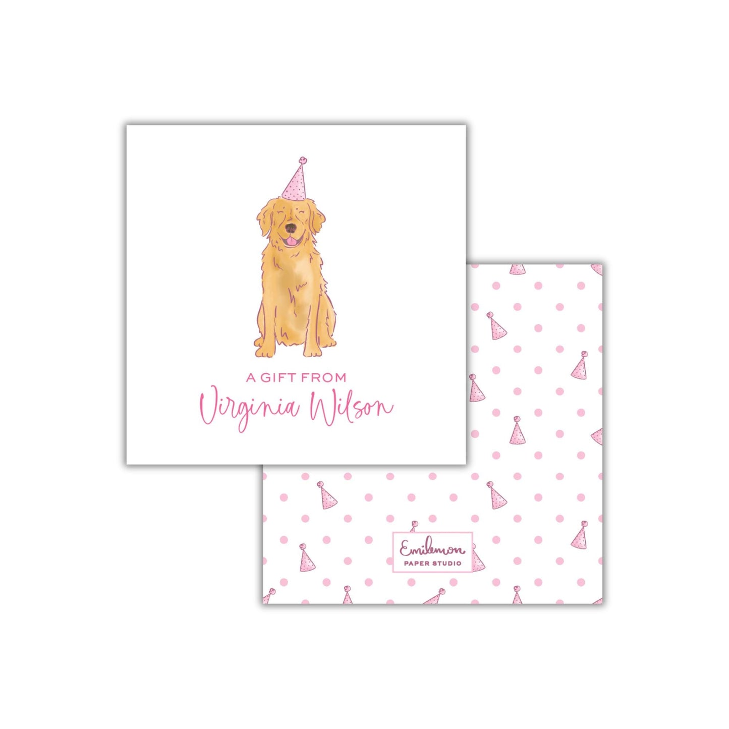 Golden Retriever Enclosure Cards - Pink
