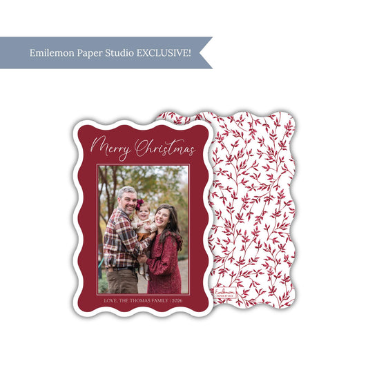Burgundy Toile Christmas Card