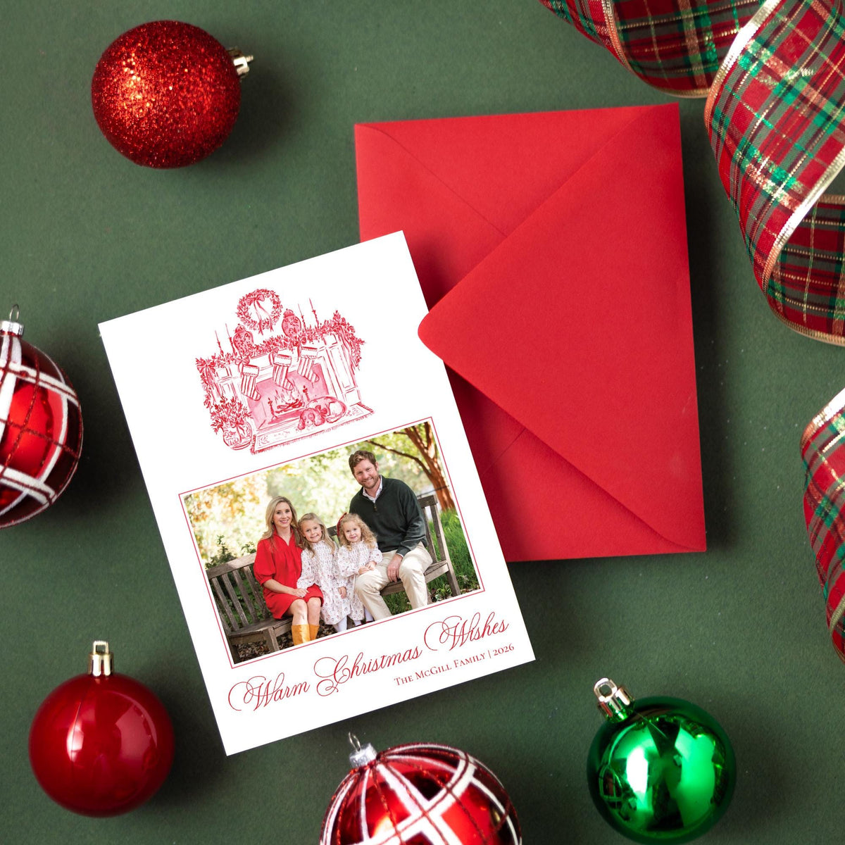 Winter Hearth Christmas Card - Red